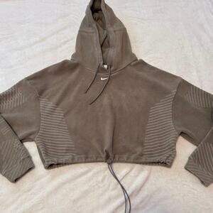 Nike Pro Therma-FIT ADV Hoodie Fleece Sz XS cropped brown sweatshirt Athleisure